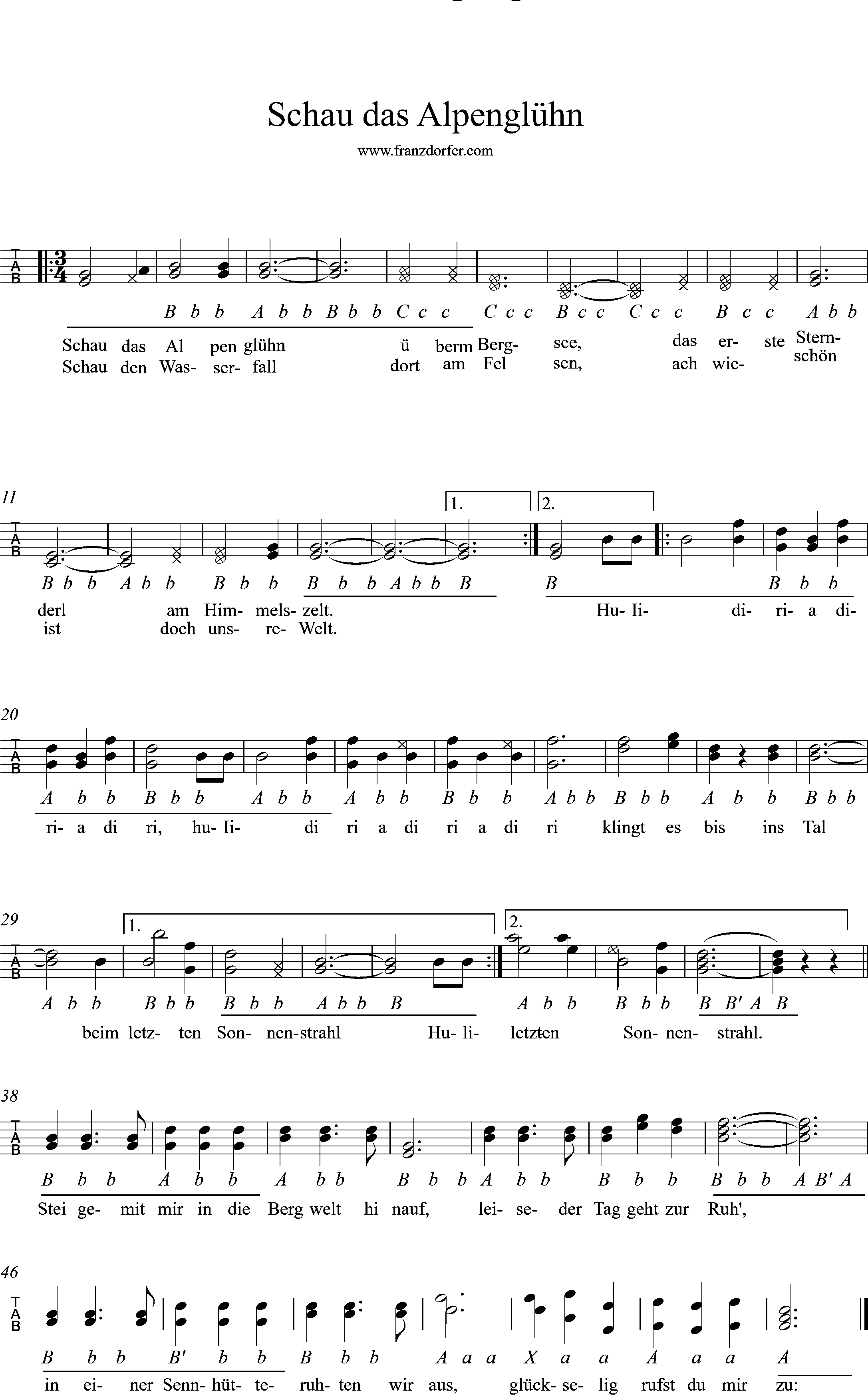 Griffschrift, Schau das Alpenglühn